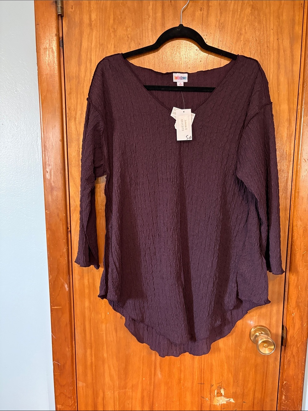 NWT Lularoe Women's Jolene Plum Textured V-Neck Tunic - Size Small